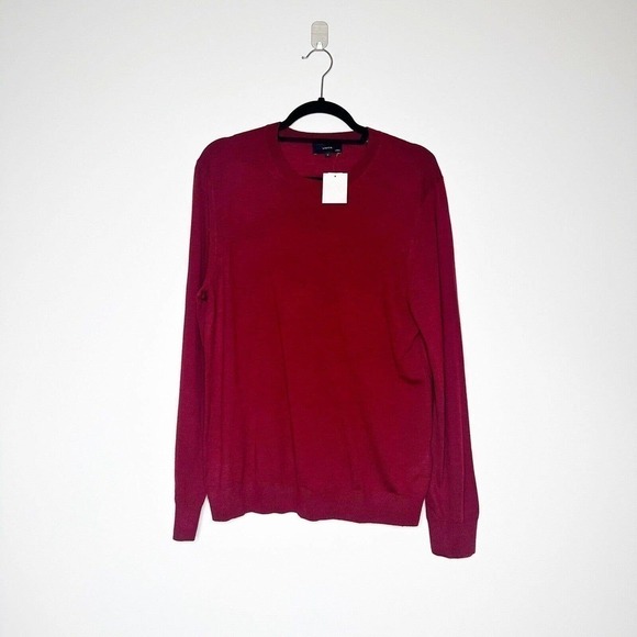 NWT Vince Merino Wool Crew Neck Sweater Men's Burgundy Size M - Picture 2 of 5
